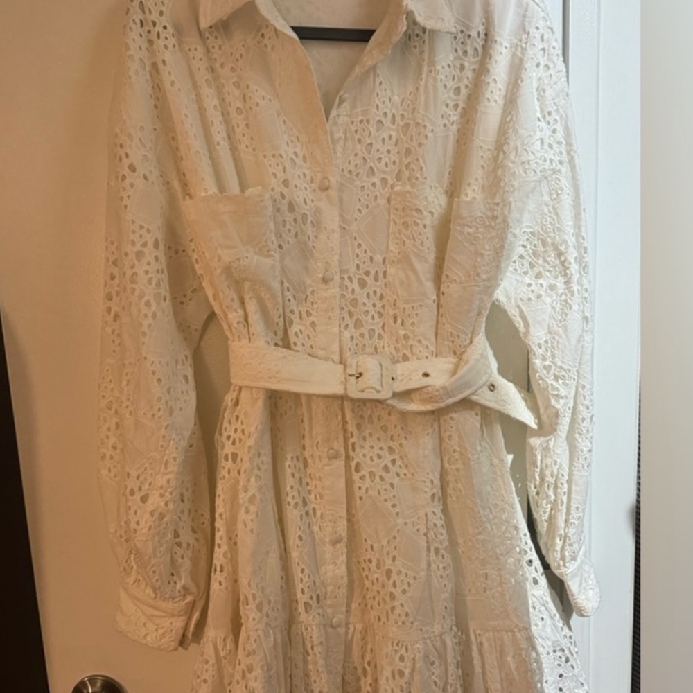 Sabo Skirt Luxe Belted Lota Dress - Broderie Size Medium - Picture 3 of 4